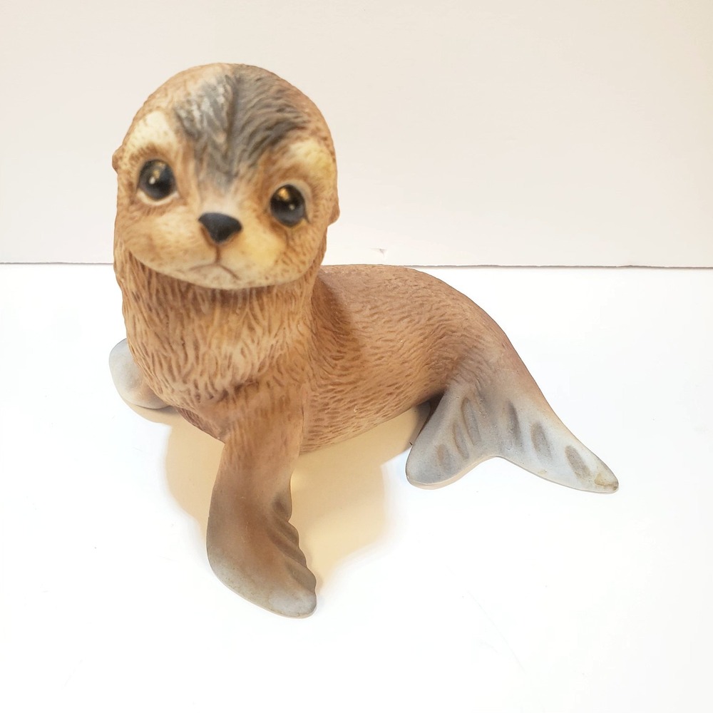 Vintage 1978 R.S.L. Ceramic Baby Seal Signed R.J. Brown Mexico Art Figurine